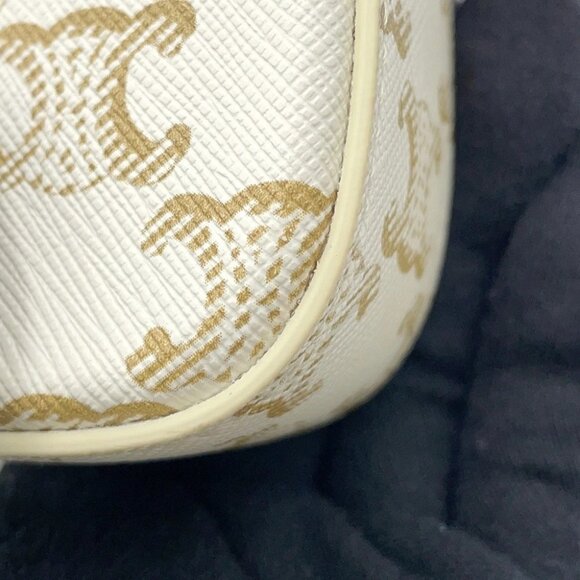 CELINE Triomphe Claude Shoulder Bag PVC/Leather White 194142 - Picture 4 of 13